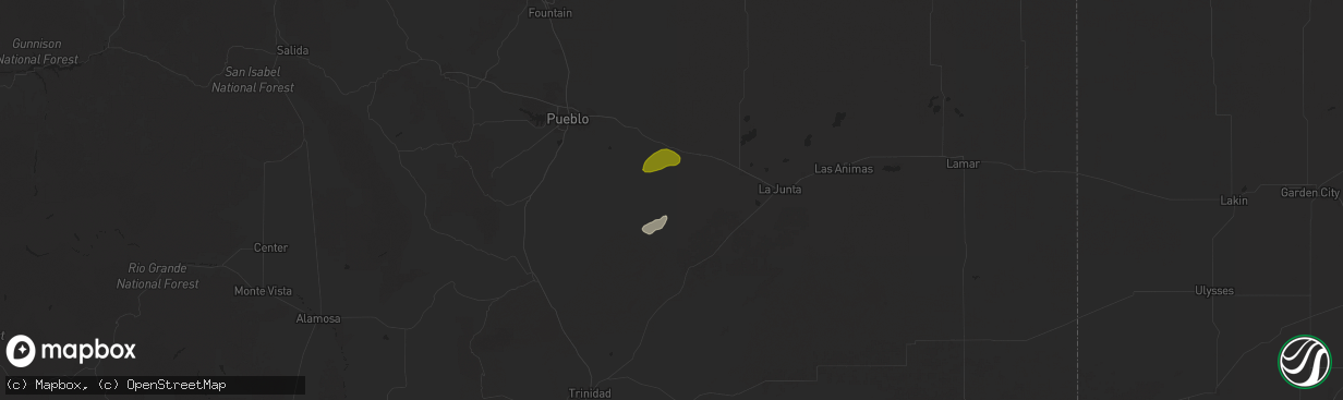 Hail map in Fowler, CO on September 10, 2025
