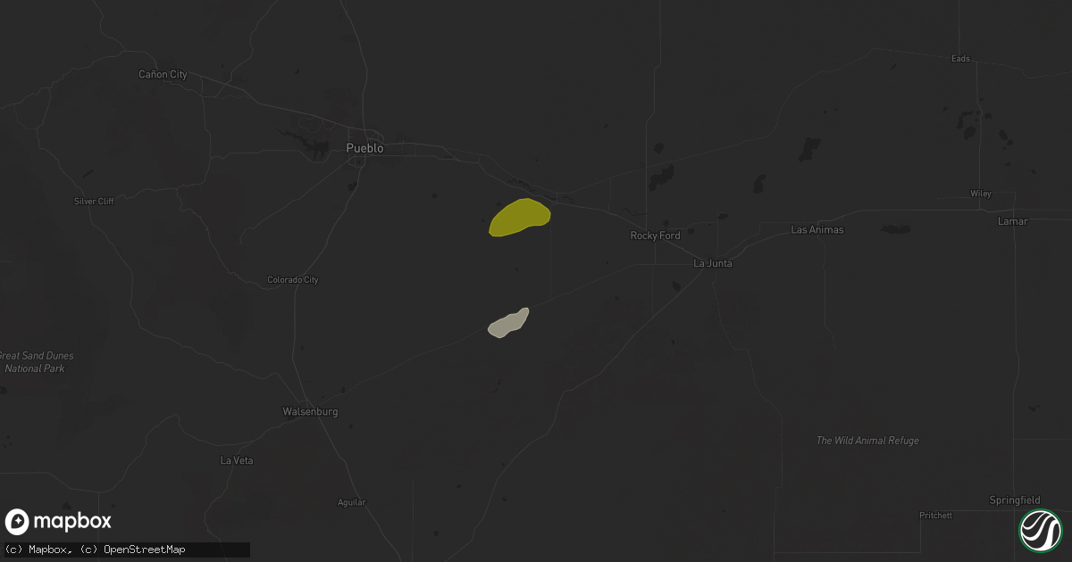 Hail map in Fowler, CO on September 10, 2025