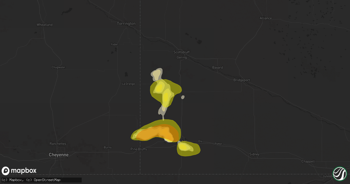 Hail map in Harrisburg, NE on September 10, 2025