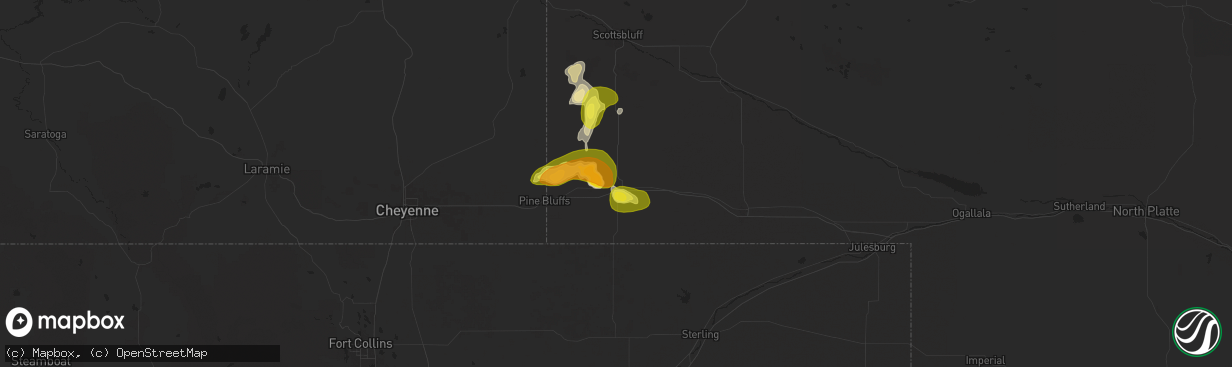 Hail map in Kimball, NE on September 10, 2025
