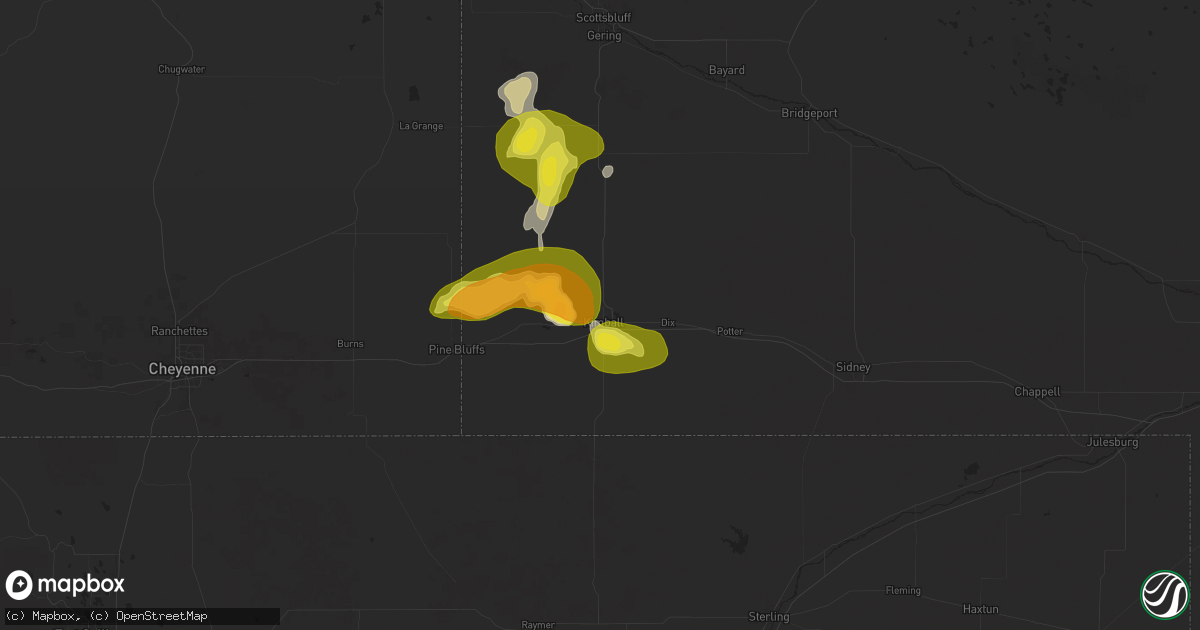 Hail map in Kimball, NE on September 10, 2025