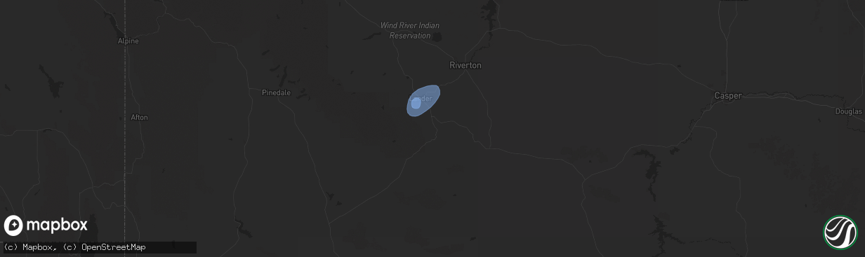 Hail map in Lander, WY on September 10, 2025