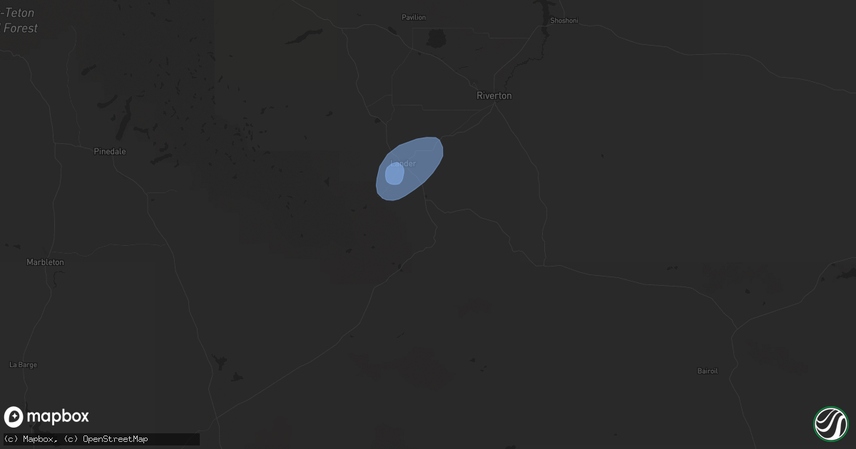 Hail map in Lander, WY on September 10, 2025