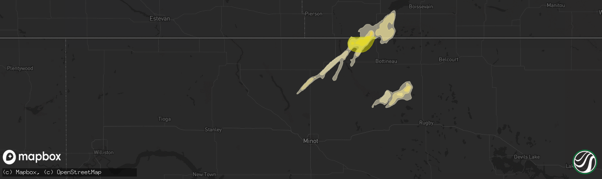 Hail map in Lansford, ND on September 10, 2025