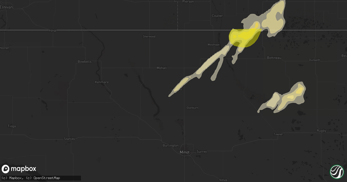 Hail map in Lansford, ND on September 10, 2025