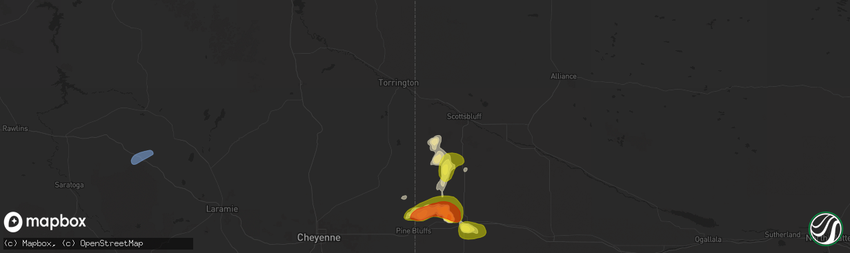 Hail map in Lyman, NE on September 10, 2025