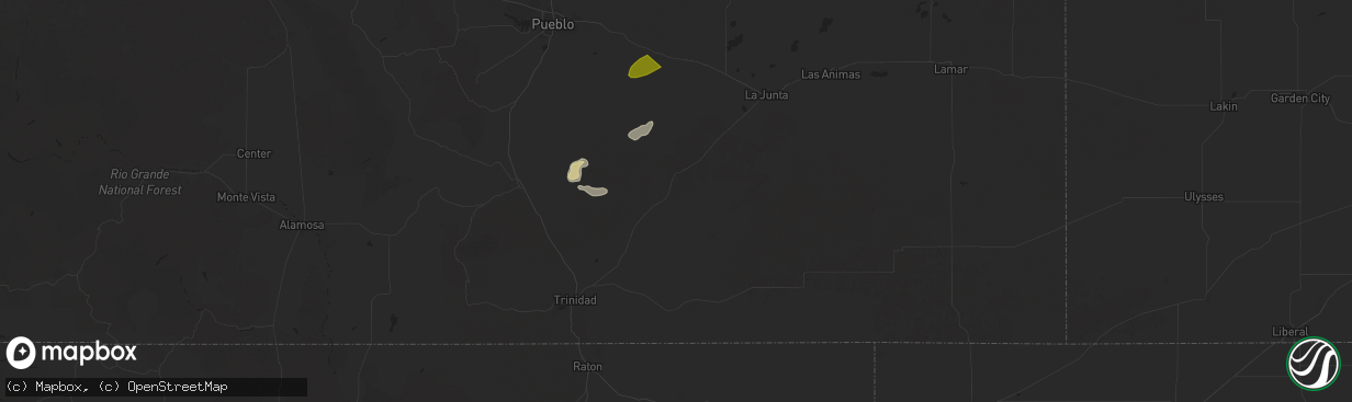 Hail map in Model, CO on September 10, 2025