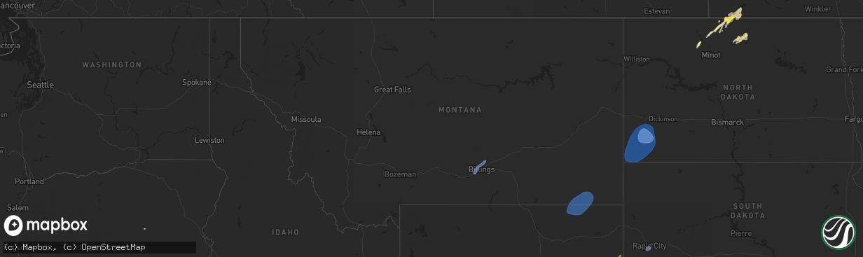 Hail map in Montana on September 10, 2025