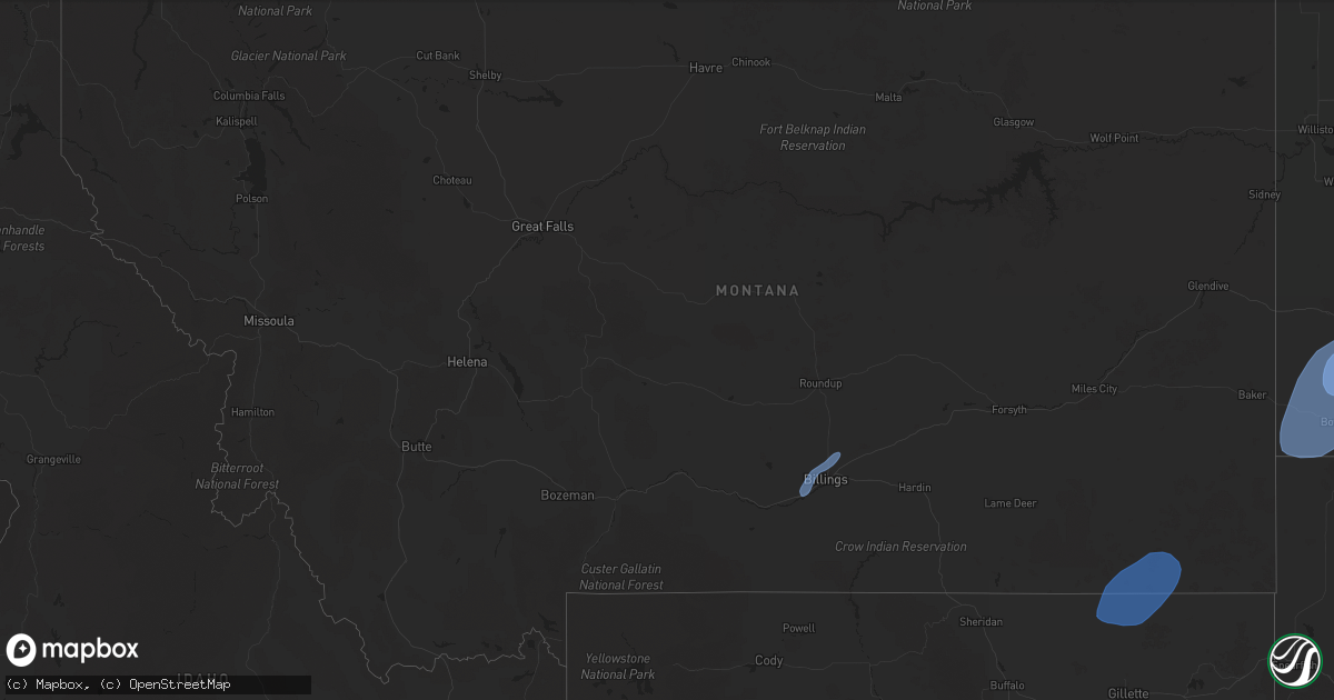 Hail map in Montana on September 10, 2025