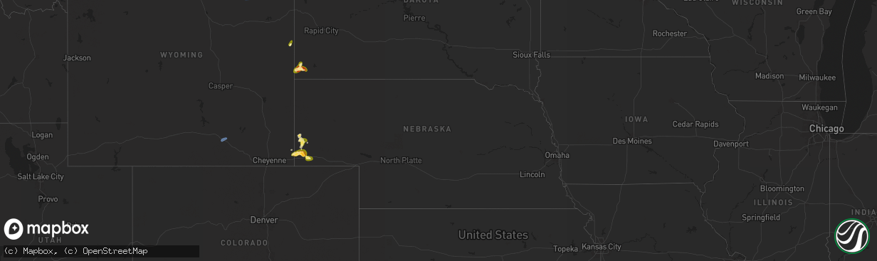 Hail map in Nebraska on September 10, 2025