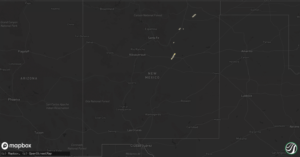 Hail map in New Mexico on September 10, 2025