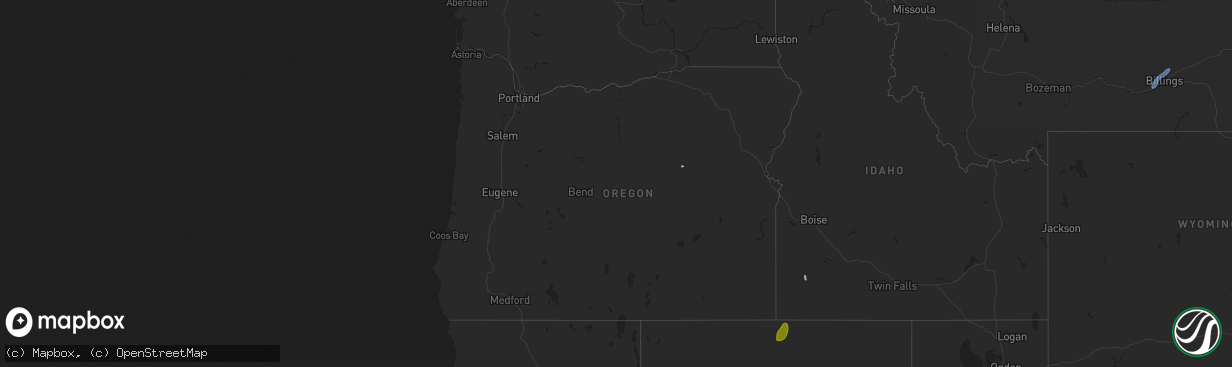 Hail map in Oregon on September 10, 2025
