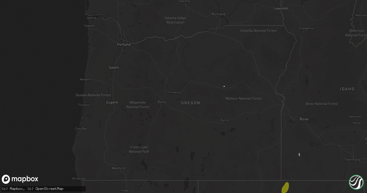 Hail map in Oregon on September 10, 2025