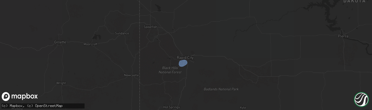 Hail map in Rapid City, SD on September 10, 2025
