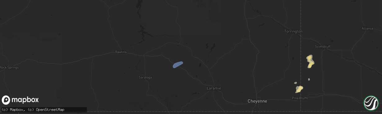 Hail map in Rock River, WY on September 10, 2025