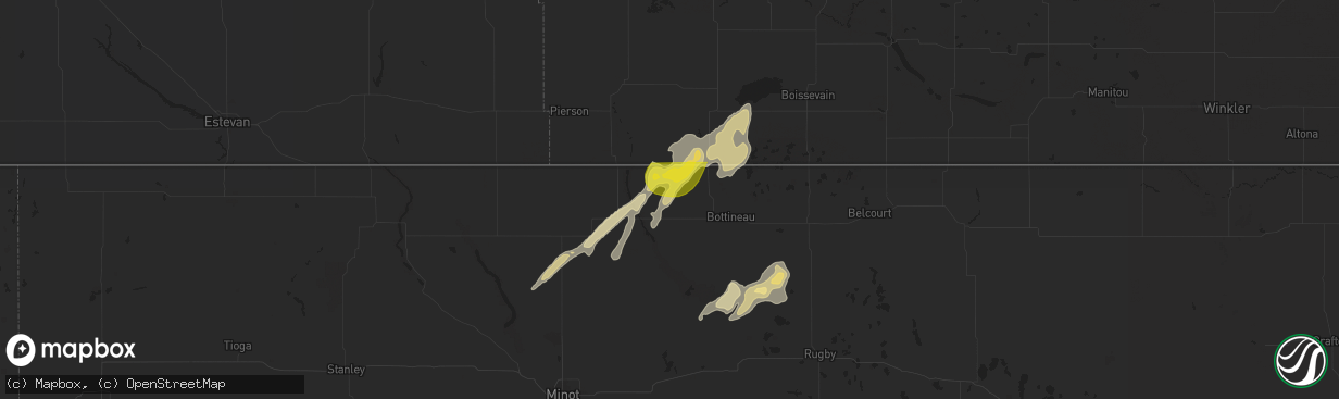 Hail map in Souris, ND on September 10, 2025