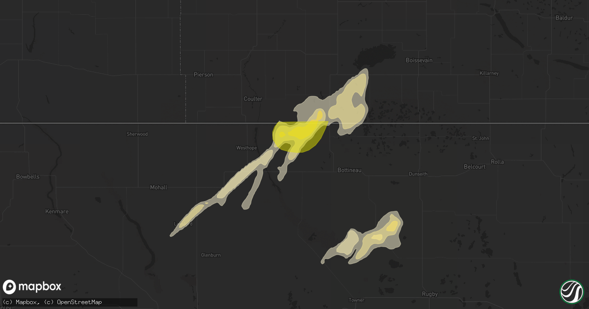 Hail map in Souris, ND on September 10, 2025