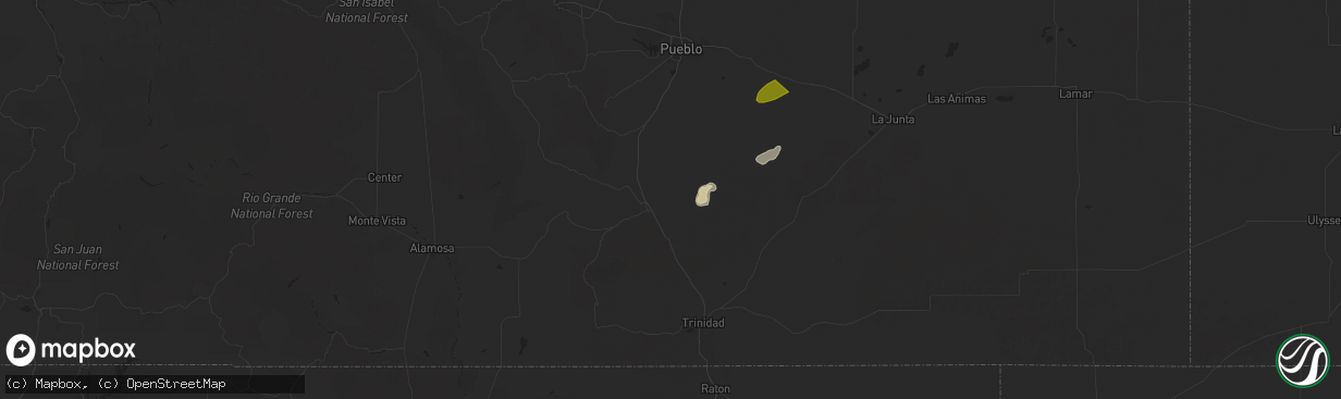 Hail map in Walsenburg, CO on September 10, 2025