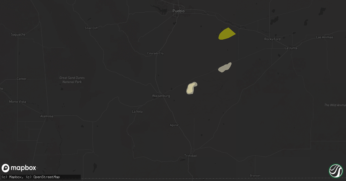Hail map in Walsenburg, CO on September 10, 2025