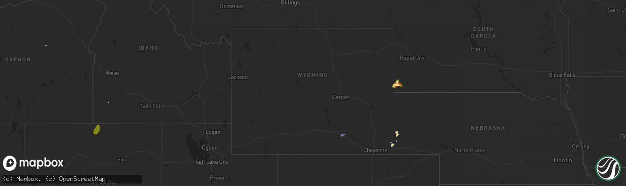Hail map in Wyoming on September 10, 2025