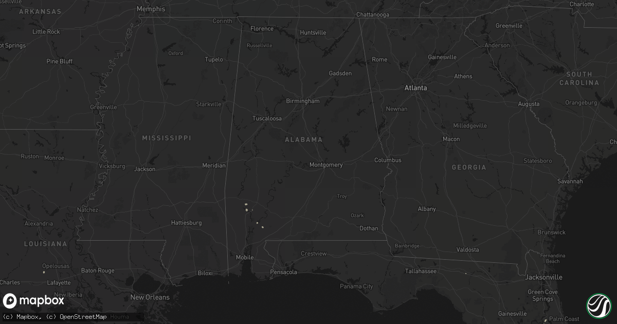 Hail map in Alabama on September 10, 2026