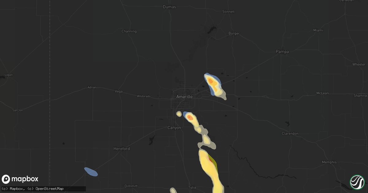 Hail map in Amarillo, TX on September 10, 2026