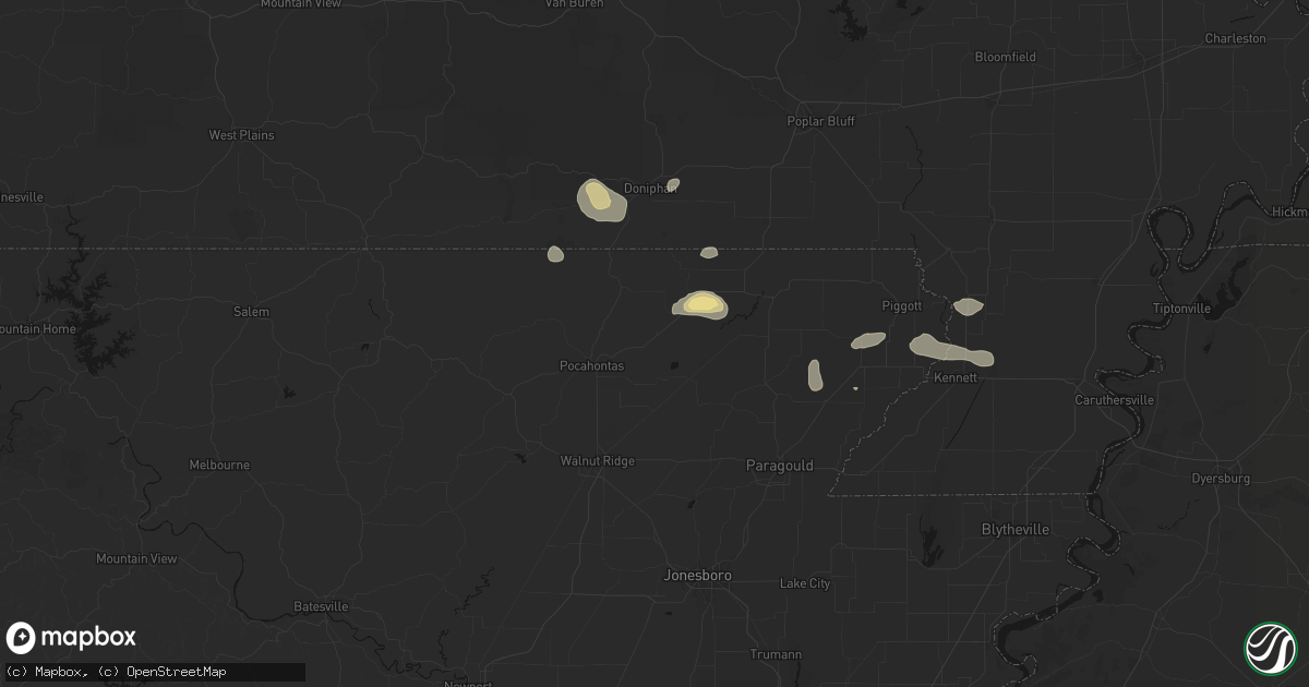 Hail map in Biggers, AR on September 10, 2026