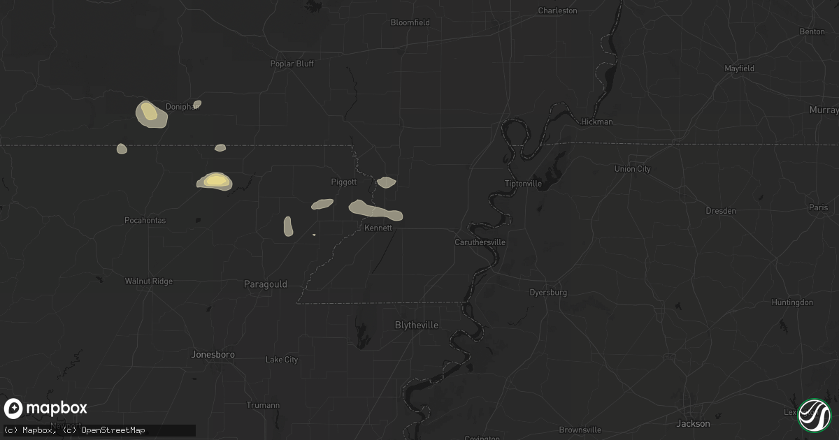 Hail map in Bragg City, MO on September 10, 2026