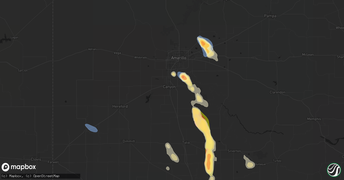 Hail map in Canyon, TX on September 10, 2026