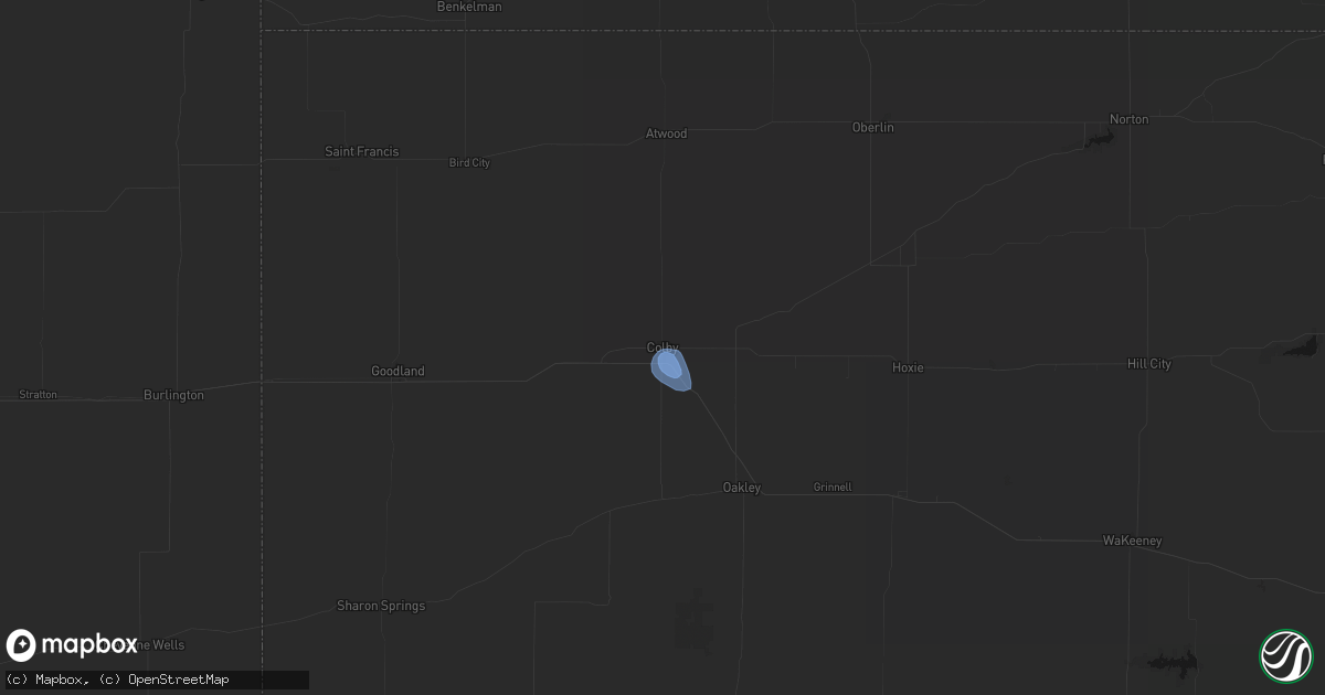Hail map in Colby, KS on September 10, 2026