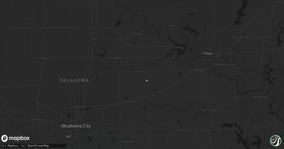 Hail map in Cushing, OK on September 10, 2026