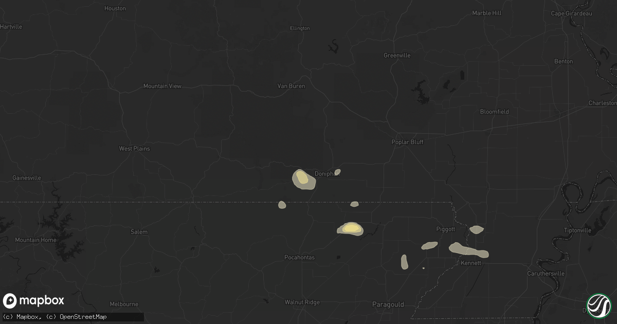 Hail map in Doniphan, MO on September 10, 2026