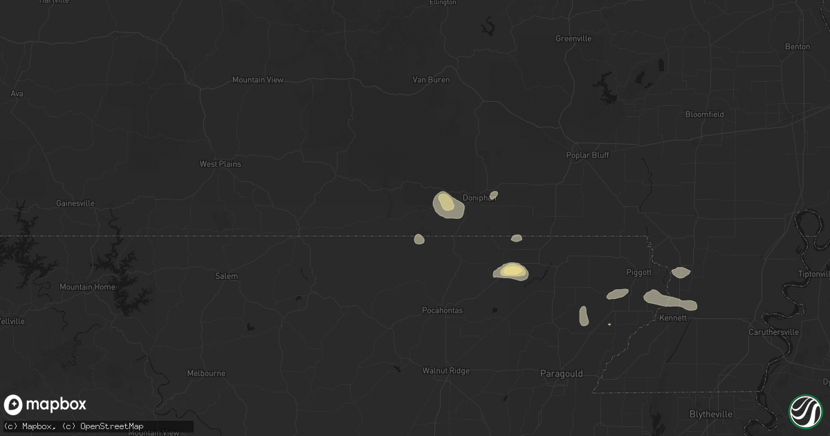 Hail map in Gatewood, MO on September 10, 2026