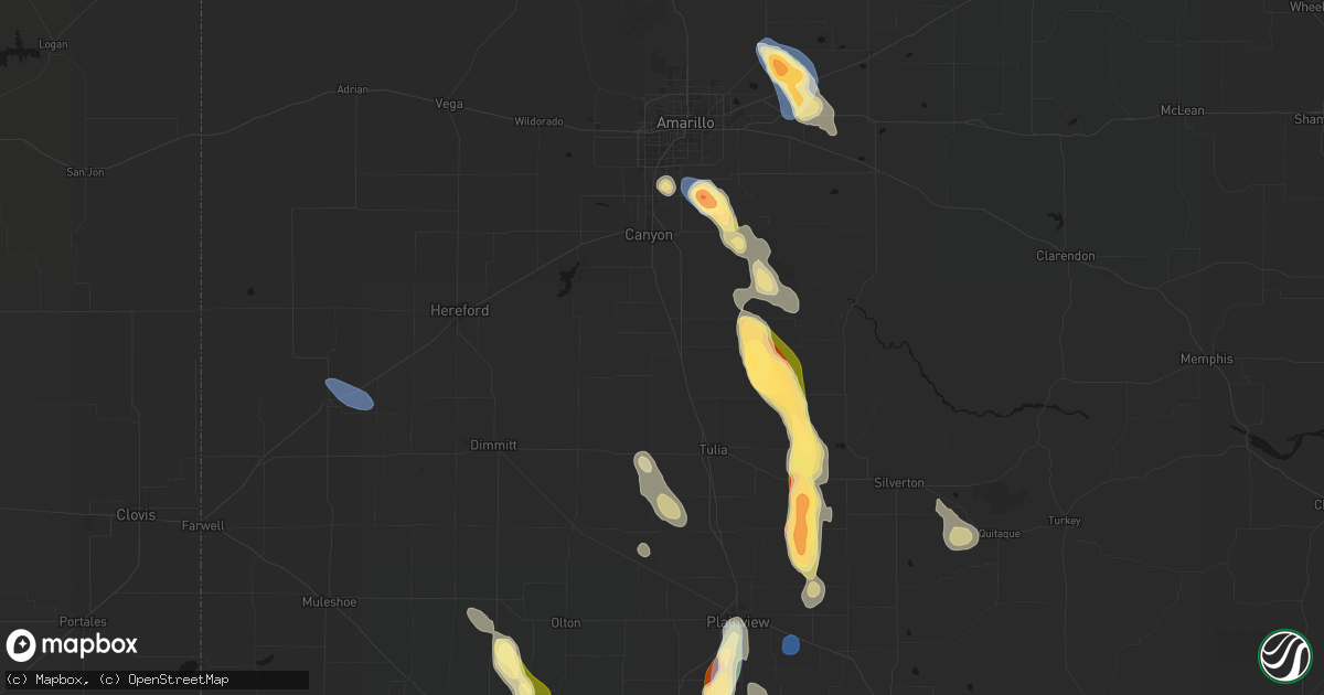 Hail map in Happy, TX on September 10, 2026
