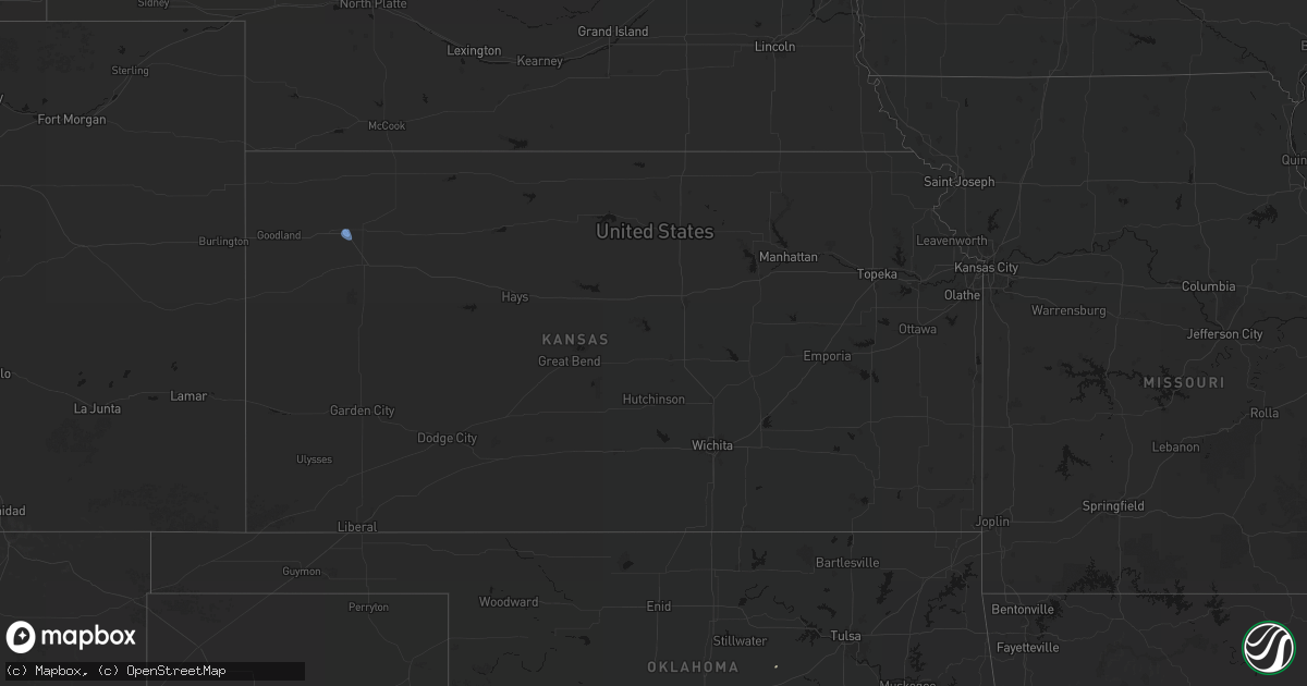 Hail map in Kansas on September 10, 2026