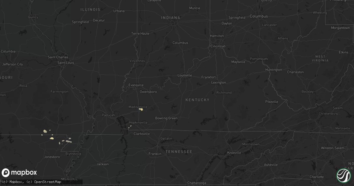 Hail map in Kentucky on September 10, 2026