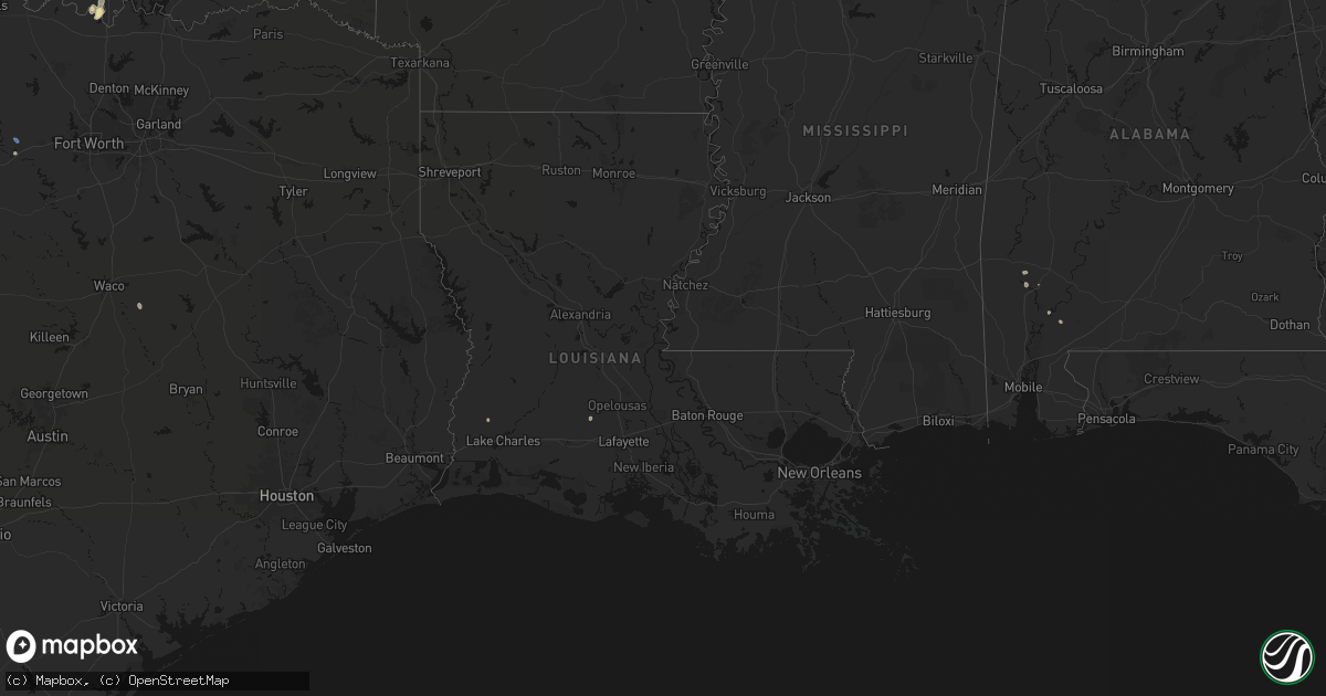 Hail map in Louisiana on September 10, 2026