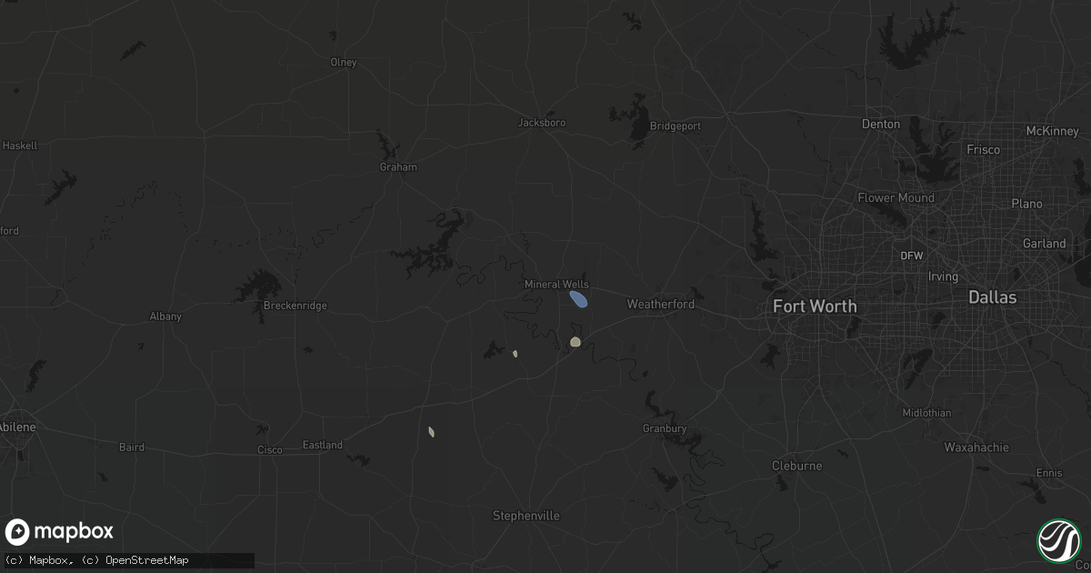 Hail map in Mineral Wells, TX on September 10, 2026