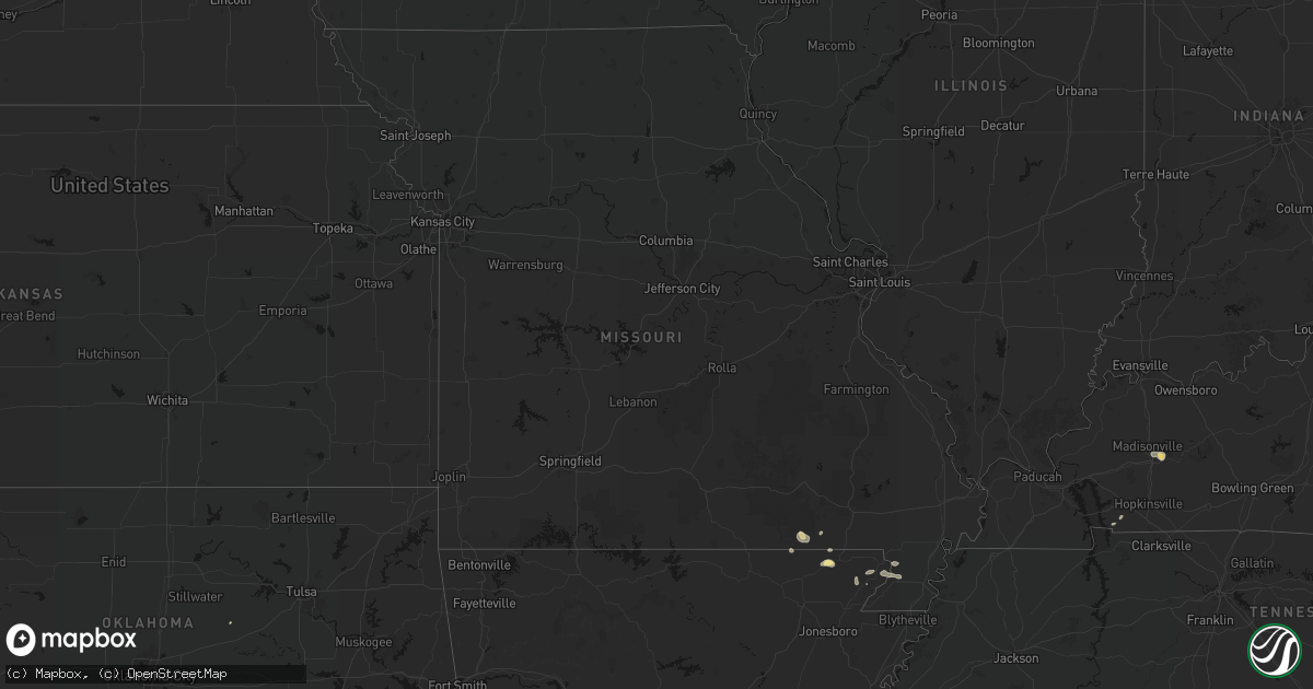Hail map in Missouri on September 10, 2026
