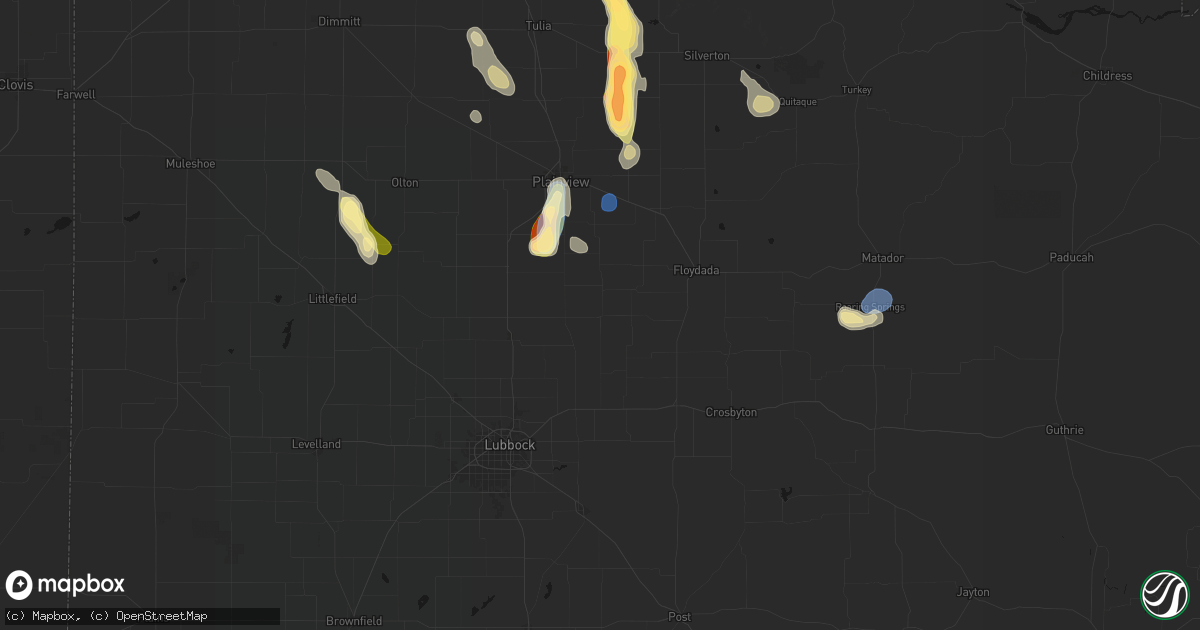 Hail map in Petersburg, TX on September 10, 2026