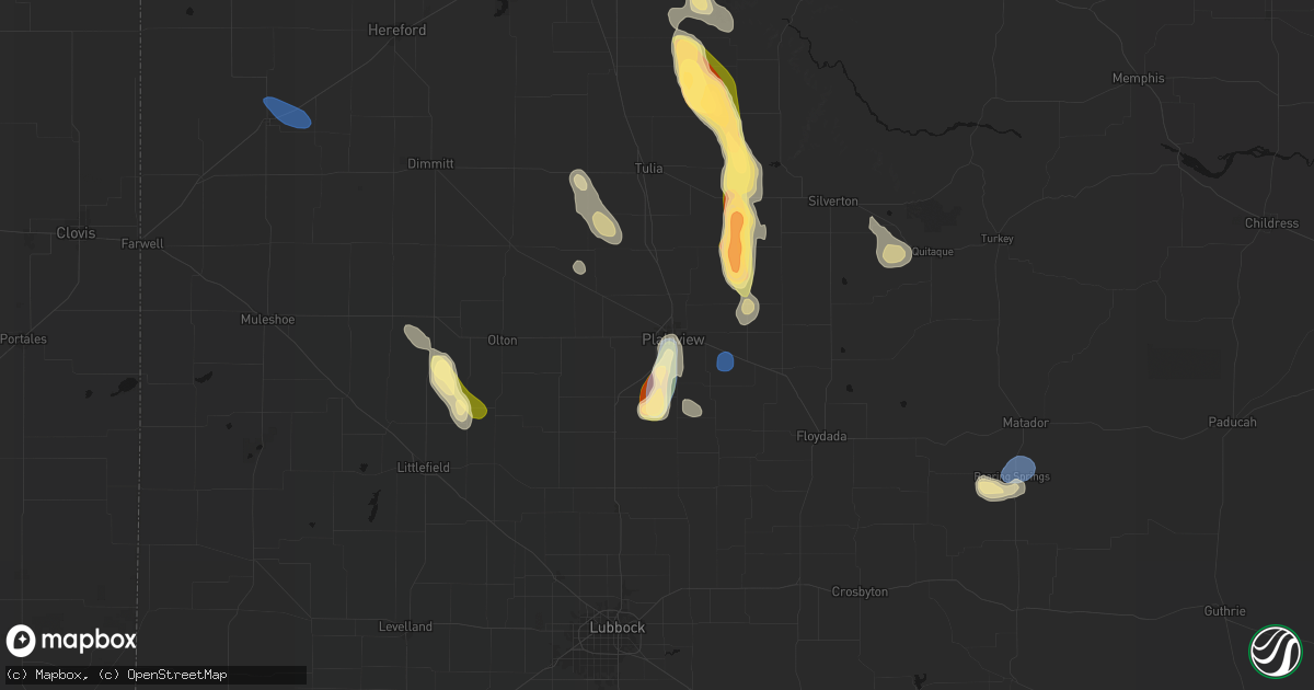 Hail map in Plainview, TX on September 10, 2026