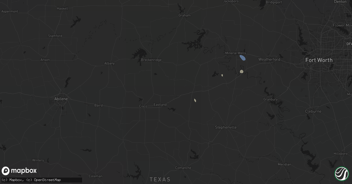 Hail map in Ranger, TX on September 10, 2026