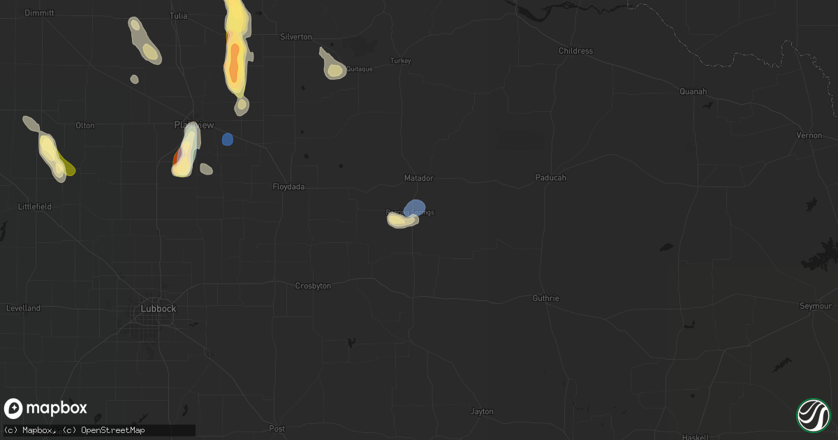 Hail map in Roaring Springs, TX on September 10, 2026