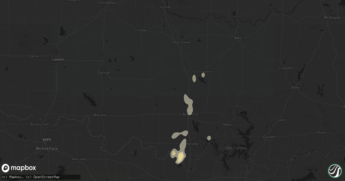 Hail map in Springer, OK on September 10, 2026