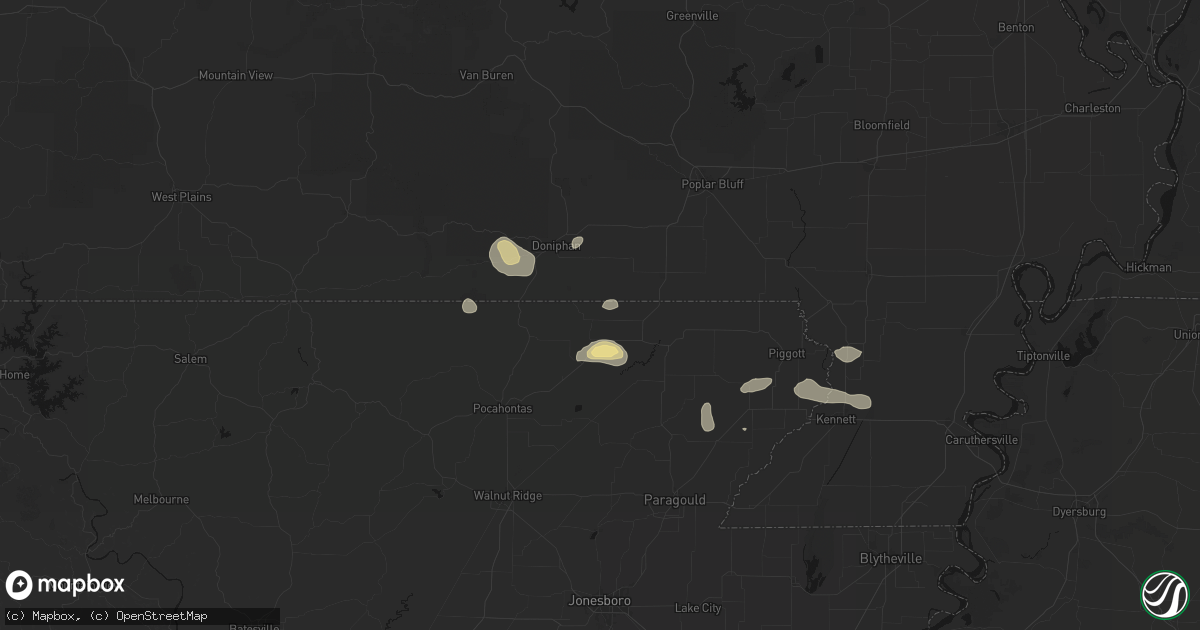 Hail map in Success, AR on September 10, 2026