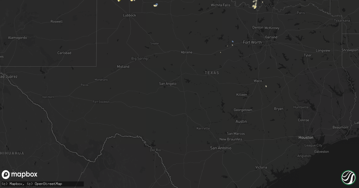 Hail map in Texas on September 10, 2026