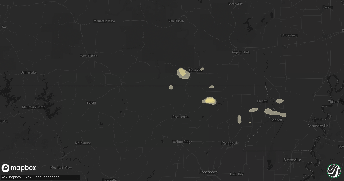 Hail map in Warm Springs, AR on September 10, 2026