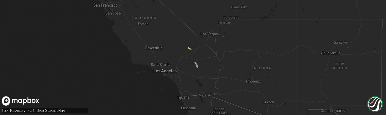 Hail map in California on September 11, 2012