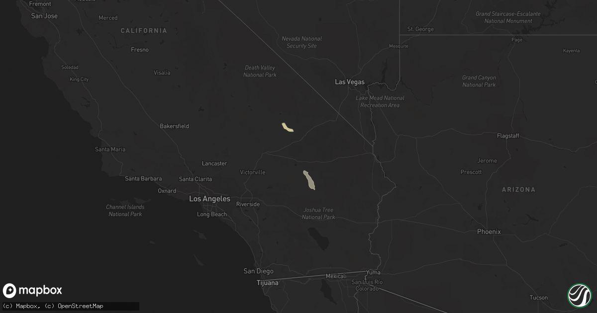 Hail map in California on September 11, 2012