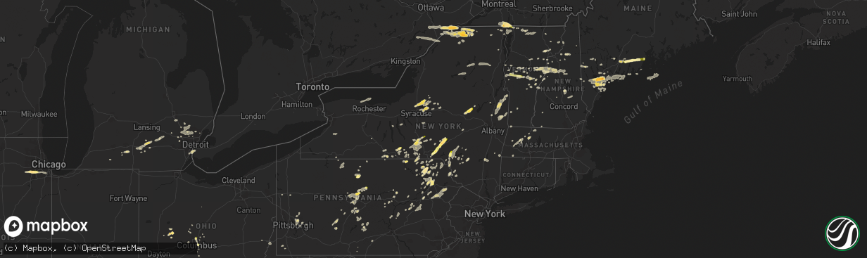 Hail map in New York on September 11, 2013